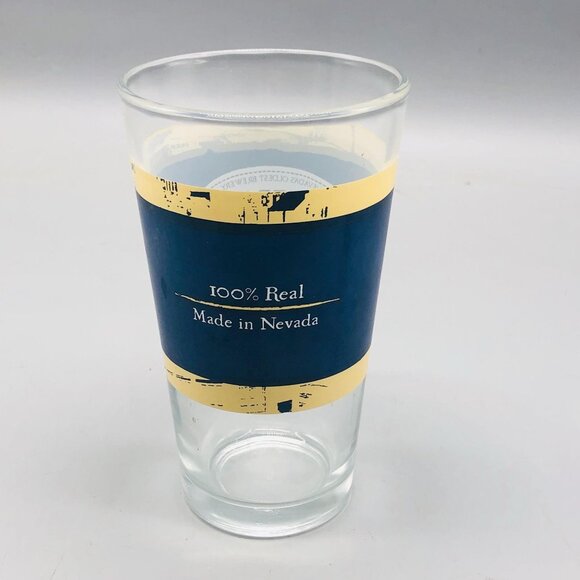 Great Basin Brewing co. blue and yellow design, solid glass cup, blue white READ - Picture 3 of 6